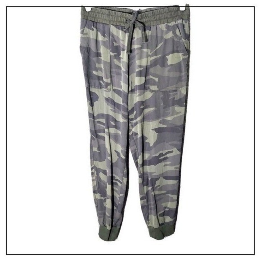 Splendid Joggers Women M Green Camo Tapered Athleisure Cargo Utility Lounge Pant